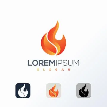 Fire logo design template. Vector illustration. Red, orange and black color.. Stockillustratie