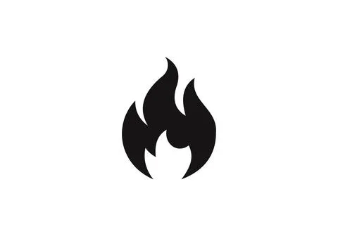 Fire logo. Fire flame burn, vector black line icon. Flammable warning or spic Stock Illustration