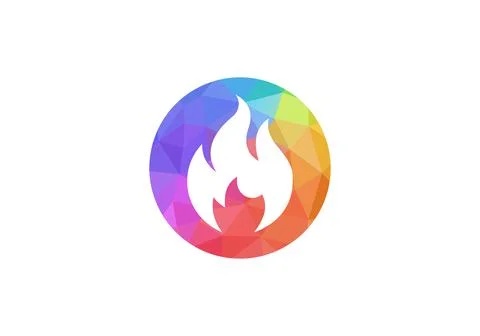 Fire logo. Fire flame burn, vector black line icon. Flammable warning or spic Stock Illustration