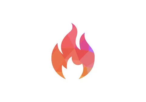 Fire logo. Fire flame burn, vector black line icon. Flammable warning or spic Stock Illustration