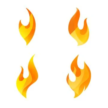 Fire logo icon set of four. Conceptual flame symbols Stock Illustration
