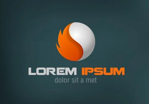 Fire logo template. burn bio technology, robot, android theme. sci-fi icon. Stock Illustration