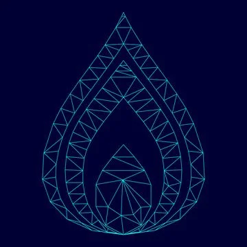 Fire low poly triangulation triangulated polygonal electric cyan blue vibrant Stock Illustration