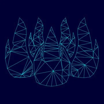 Fire low poly triangulation triangulated polygonal electric cyan blue vibra.. Illustrazione stock