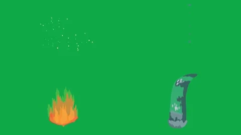 Fire Magic Sparkle Flame 2d animated cartoon character on green screen High Stock Footage 334703450