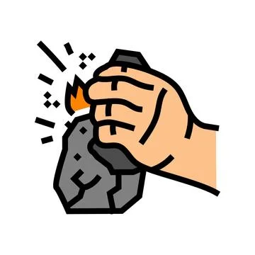 Fire making human evolution color icon vector illustration 스톡 일러스트