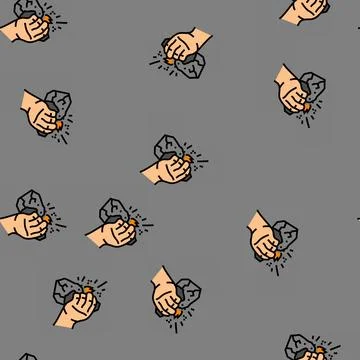 Fire making human evolution vector seamless pattern Stock Illustration