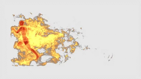 Fire Man Run AlphaRunning fire man - 3d render with alpha channel. Stock Footage 306746201
