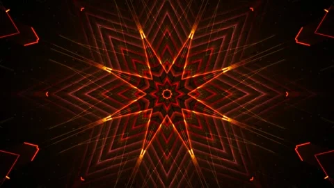 Fire mandala with glowing neon elements on a dark background. VJ loop animation Vídeos de archivo 275221954