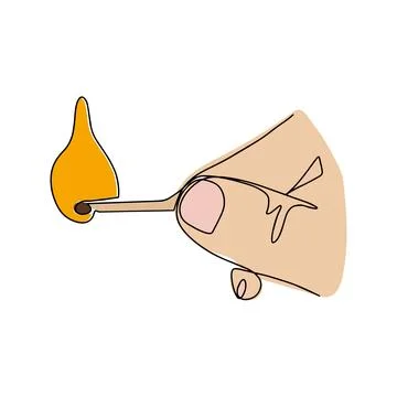 Fire on a match. Burning Fire. Warm. Ignition of a match. Match with one line Stock Illustration