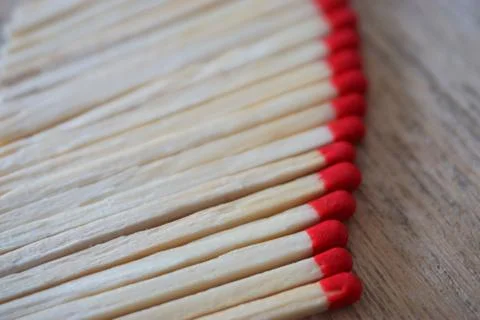Fire Matchsticks in a row Stock Photos