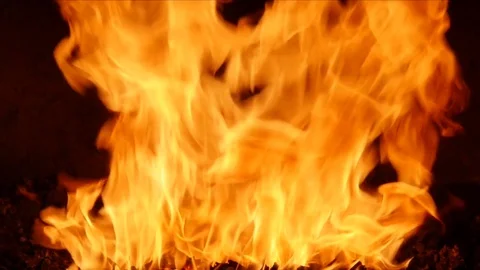 Fire in a Medieval Fireplace. Looped. Stock Footage 81547418