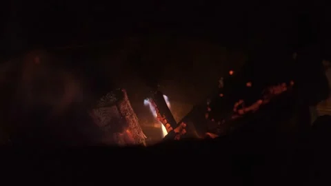 The fire in the metal barrel is burning Video stock 238479430