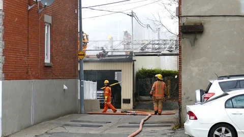 Fire in metallic garage Stock Footage 120120766