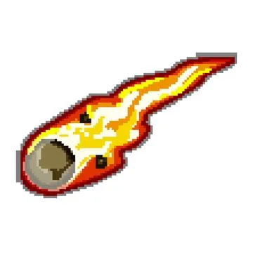 Fire meteor pixel art vector illustration Stock Illustration