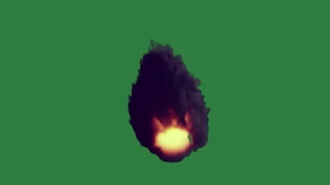 Fire in the middle and black explosion it smoke bomb cloud isolated isolated Video stock 336892146