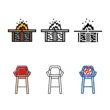 Fire modern pit table outdoor furniture color icon vector Stock Illustration