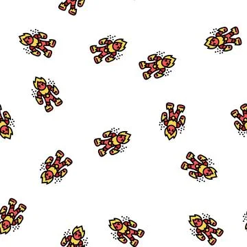 Fire monster vector seamless pattern 스톡 일러스트
