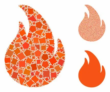Fire Mosaic Icon of Tuberous Elements Stock Illustration