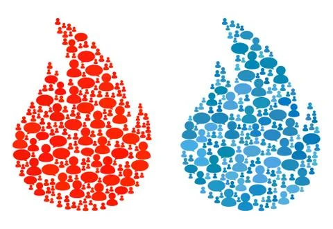 Fire Mosaic Icons of Message Clouds and Men Stock Illustration