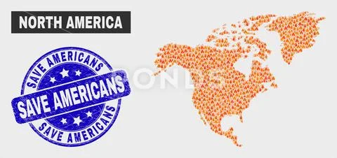 Fire Mosaic North America Map and - Fire Mosaic North America Map Illustration 112156370 Iconl