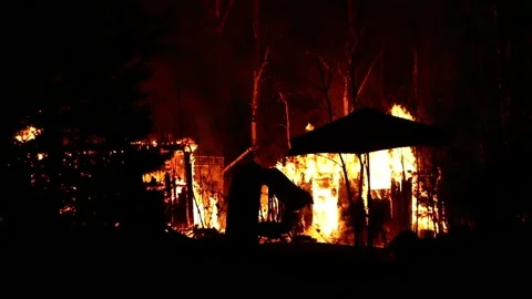 A fire, Motala, Sweden Stock Footage 194699446