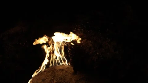 The fire on Mount Chimera Turkey is burning at night 库存影片 310496345