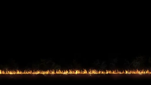Fire Moving Along Horizontal Line on Black Background, Stock Footage 317291662