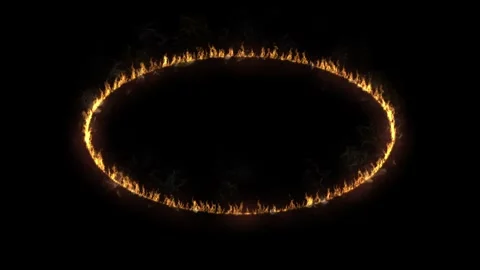 Fire Moving in Elliptical Path on Black Background, Stock Footage 317291644