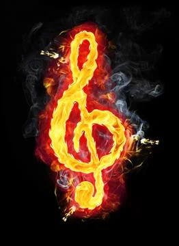 Fire Musical G Clef Stock Illustration