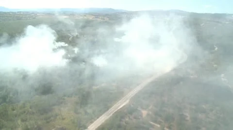 Fire in nature, aerial view Stock Footage 11166517