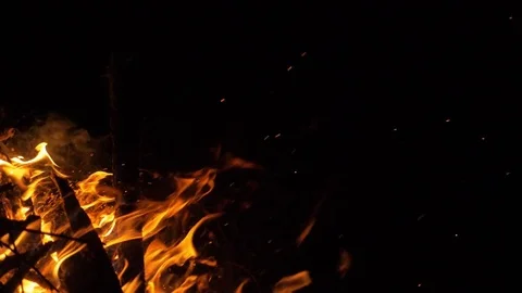 Fire in nature. Bokeh from the fire. Stock Footage