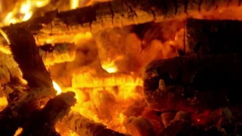 Fire in nature. Bokeh from the fire. Stock Footage