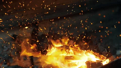 Fire in nature. Bokeh from the fire. Space views. Live shooting of the most Stock Footage 136667097
