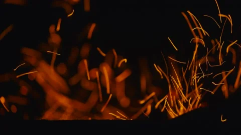 Fire in nature. Bokeh from the fire. Space views close up. Live shooting of the Stock Footage 137074368