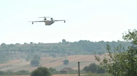 Fire in nature, plane aproaches Stock Footage 11165810