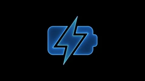 Fire neon glowing battery with lightning bolt icon animation. Flash icon. C.. Stock Footage 304718674