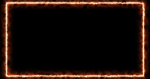 Fire Neon Glowing Rectangle Frame on Black Background Stock Footage 336264674
