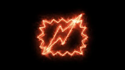 Fire neon light lightning bolt icon isolated in black background. Electric .. Stock Illustration