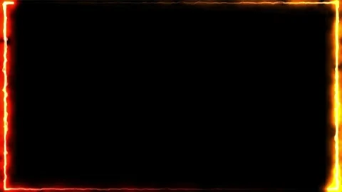 Fire neon rectangles border frame, video overlays with neon gold fire textu.. Stock Footage 315550961