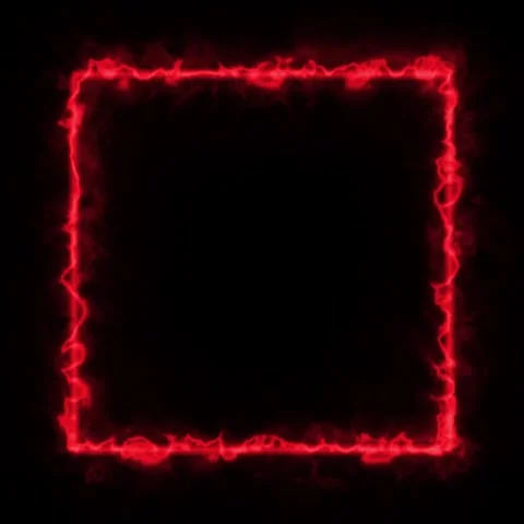 Fire Neon Square Frame Border Animation with Glowing Energy Loop on Black B.. Stock Footage 348091446