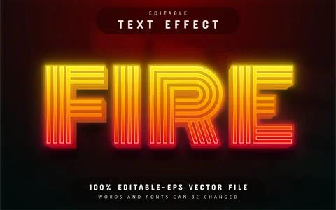 Fire neon style text effect Stock Illustration