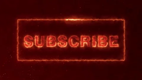 Fire neon subscribe button, social media icon, fire burning text Stock Footage 151834418