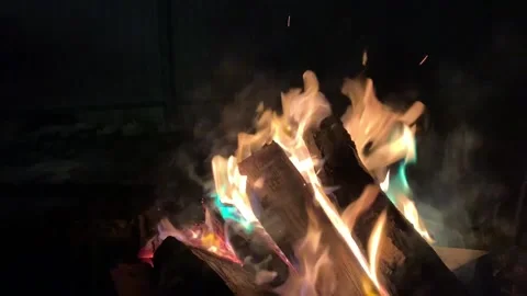 Fire in the night  02 Stock Footage 143597867
