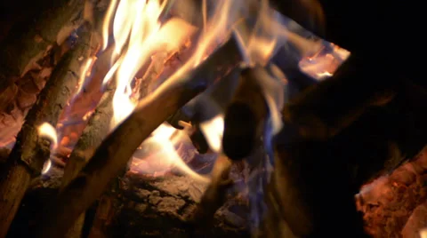 Fire at night close up tracking Stock-Footage 38059862