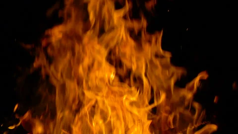 Fire at night closeup slow motion. HD 1080p video clip Stock Footage 97838786