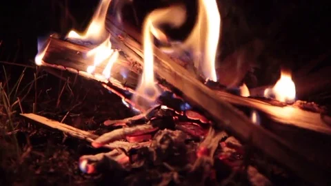 Fire at night Stock Footage 72255774
