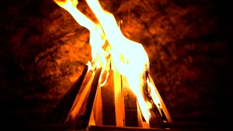 Fire at night Stock Footage 88506605