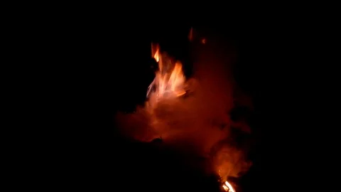 Fire at night. Stock Footage 98247720