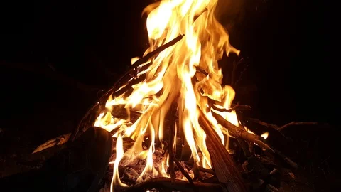 Fire in night Stock Footage 108745881